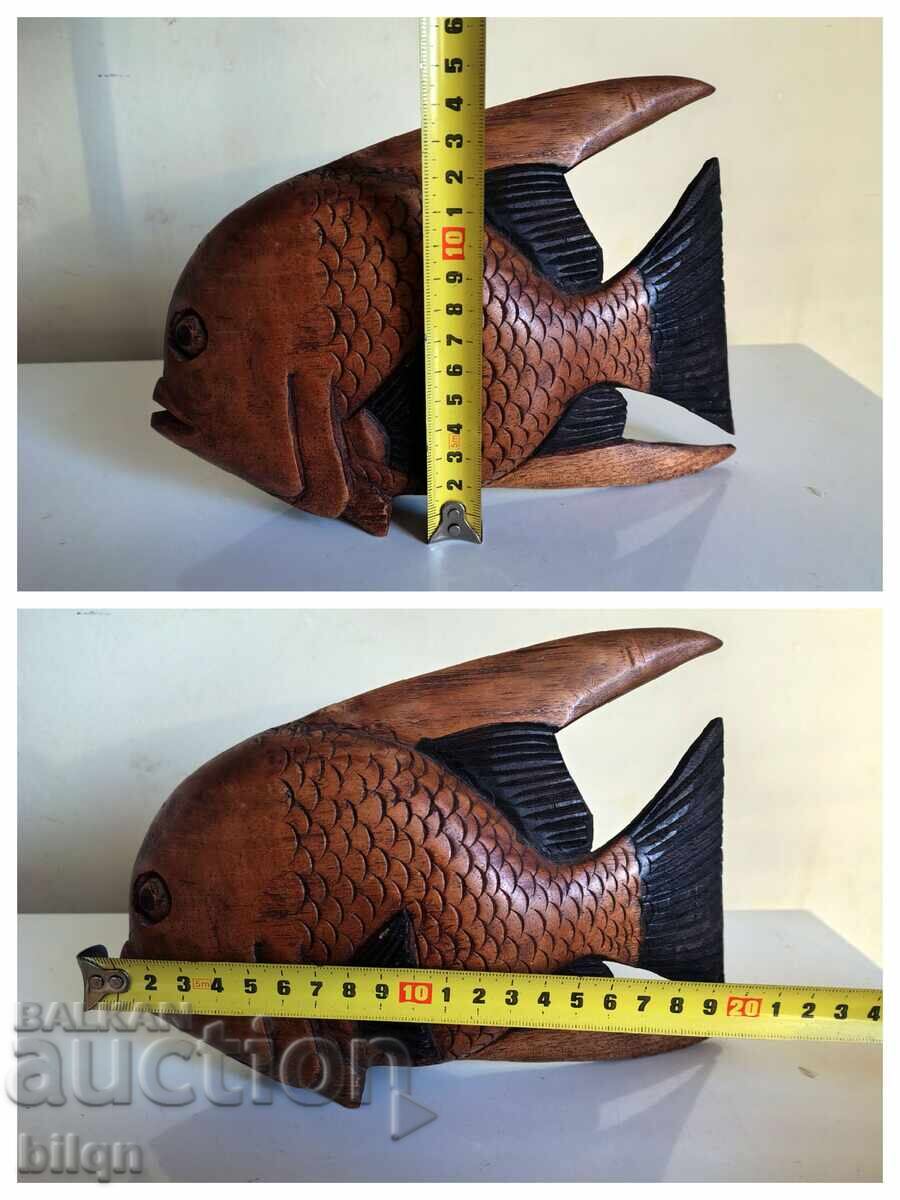 Sculptură superbă de pește - lemn - 7