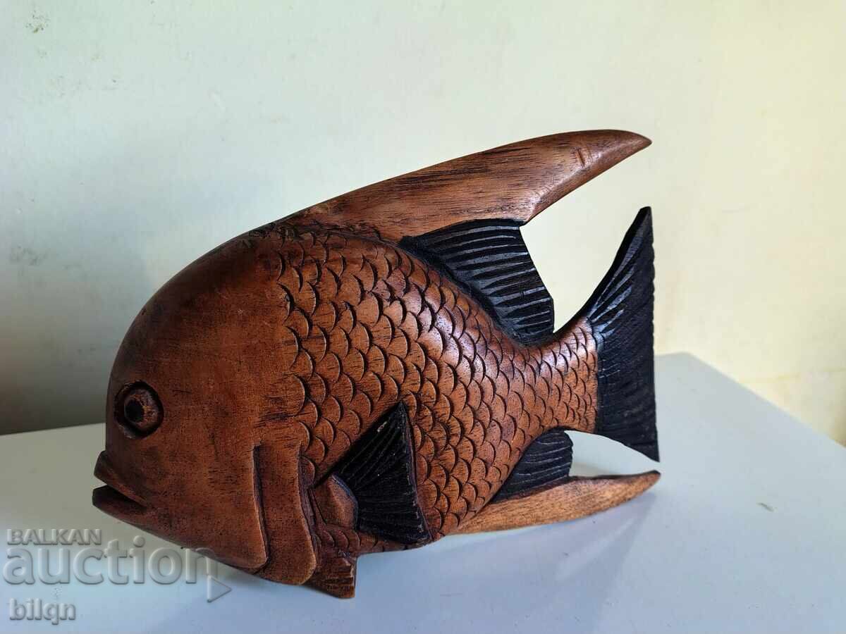 Sculptură superbă de pește - lemn
