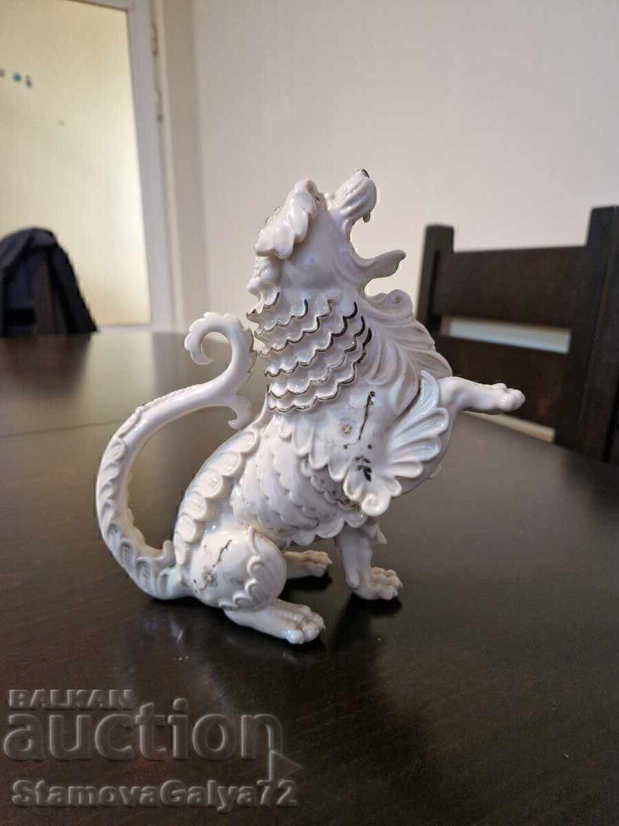 Veche figurină japoneză din ceramică antică câine leu Fu Veche figurină japoneză din ceramică antică câine leu Fu