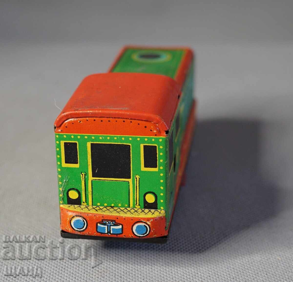 Delivery of Old Russian metal mechanical toy model train locomotive