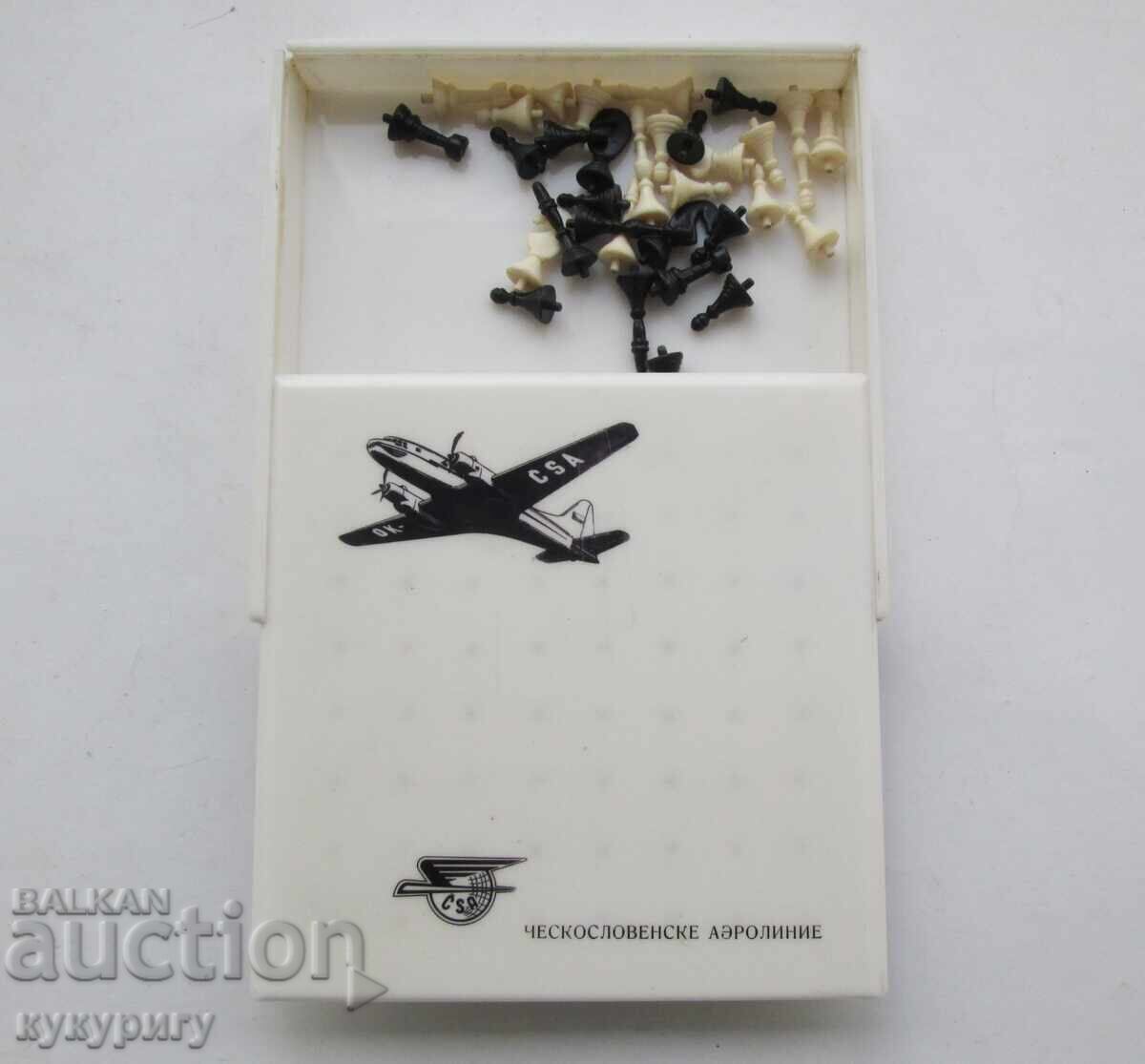 Παλιό Σοσιαλιστικό επιτραπέζιο σκάκι ταξιδίου Τσεχοσλοβακικών Αερογραμμών