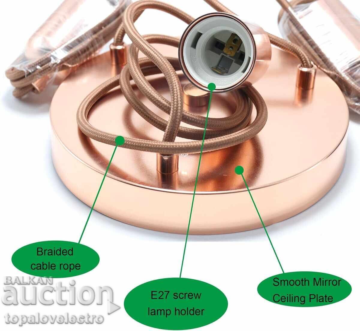 Delivery of Hanging lamp with 3 adjustable E27 hanging sockets, Rose Gold