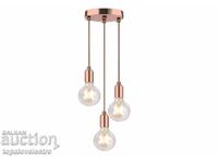 Lampă suspendată cu 3 dulii suspendate E27 reglabile, Roz auriu