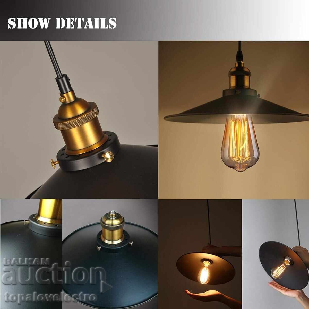 Auction  Vintage hanging lamp, industrial retro design 26 cm