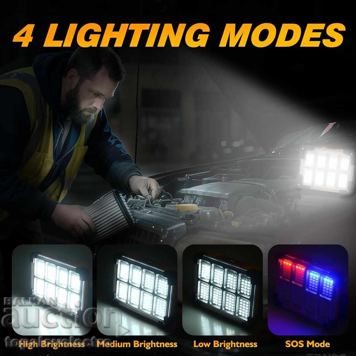 Auction  LED Rechargeable Work Lamp with USB and Solar Charging