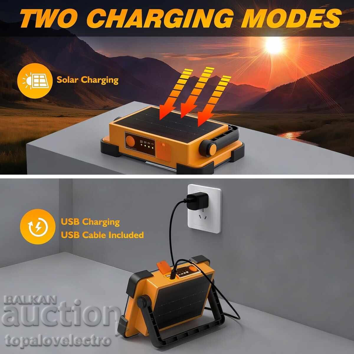 Delivery of LED Rechargeable Work Lamp with USB and Solar Charging