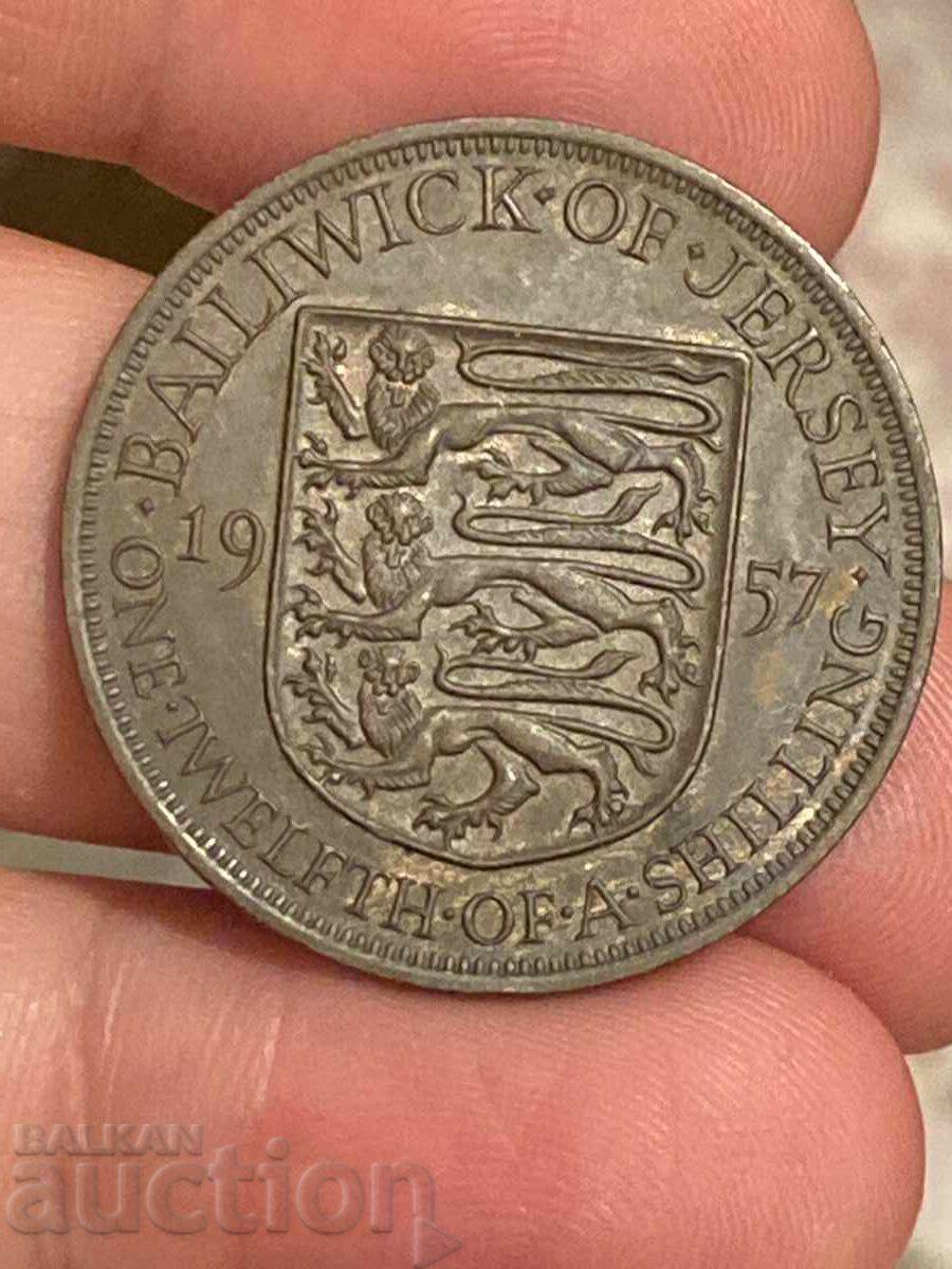 Ηνωμένο Βασίλειο Τζέρσεϊ 1/12 σελίνι 1957 Ελισάβετ