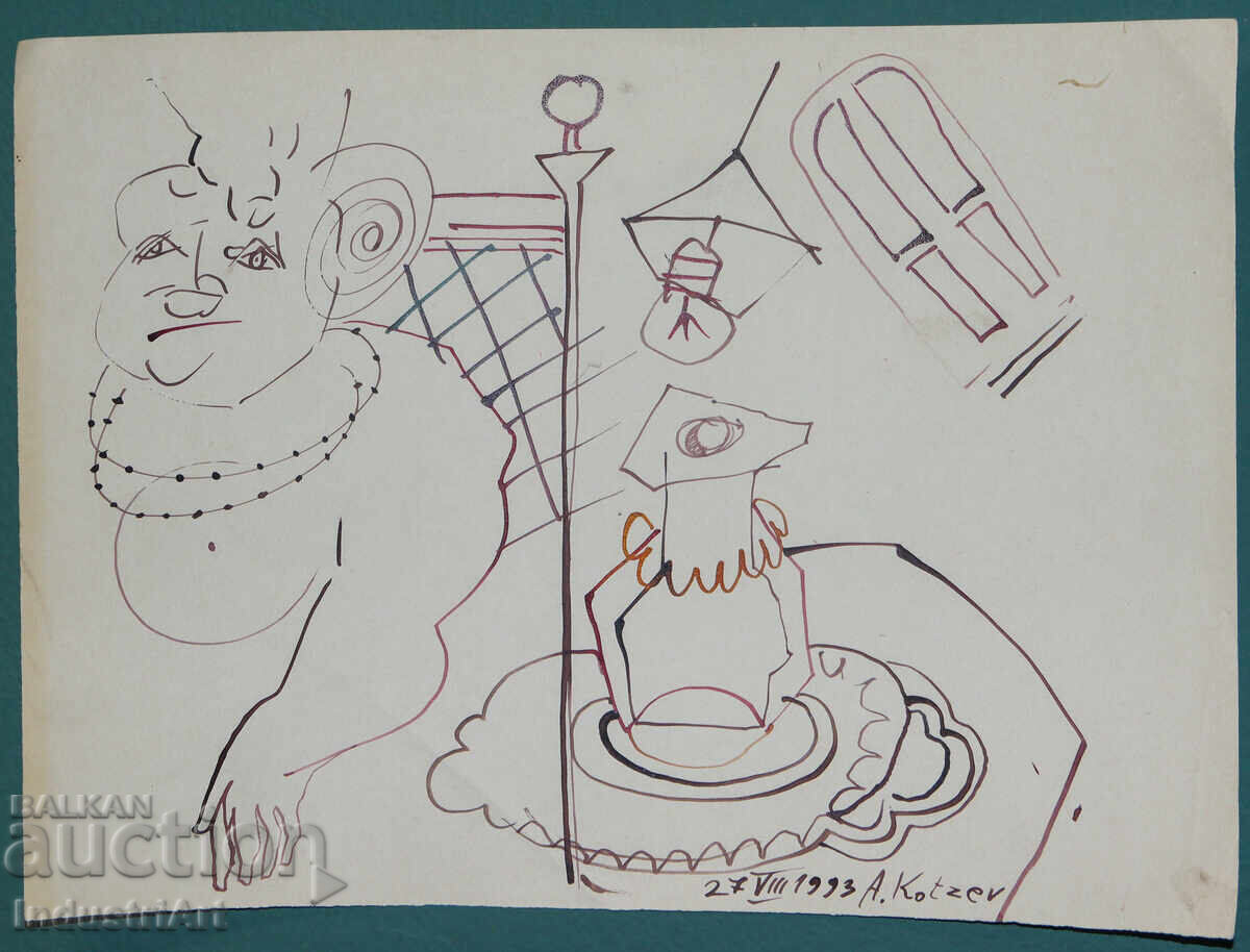 Παράδοση 1993 g. Σύγχρονη τέχνη μελάνι αφηρημένη σύνθεση