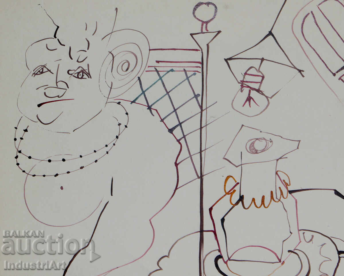 1993 g. Σύγχρονη τέχνη μελάνι αφηρημένη σύνθεση - 5