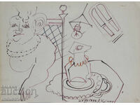 1993 Modern Art Ink Abstract Composition