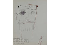 1994g. Artă modernă tuș portret abstract masculin