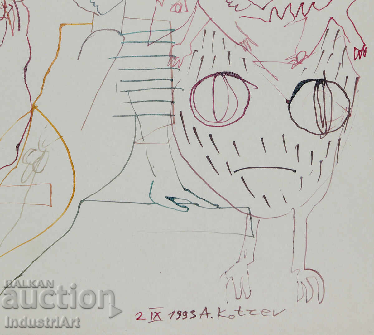 1993 Abstract Art Ink Figurative Composition - 6