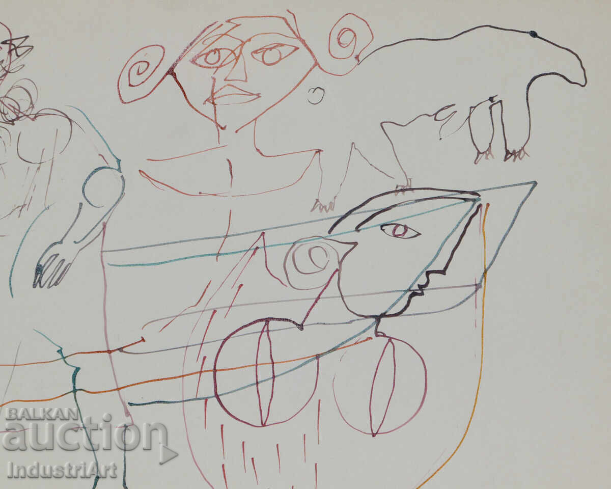 1993 g. Αφηρημένη τέχνη μελάνι φιγούρες γυμνό σώμα - 5