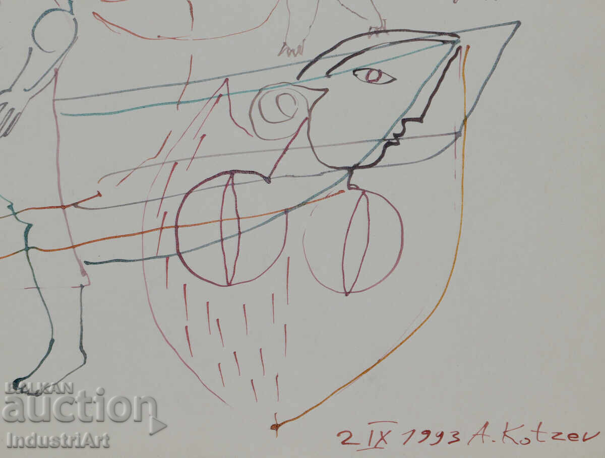 1993 g. Αφηρημένη τέχνη μελάνι φιγούρες γυμνό σώμα - 6