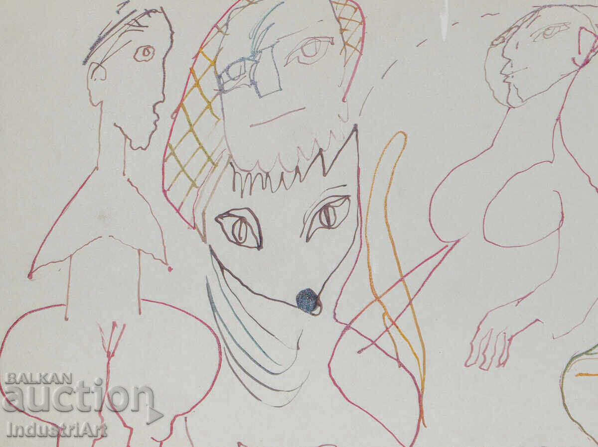 Παράδοση 1993g. Αφηρημένη τέχνη φιγούρες με μελάνι