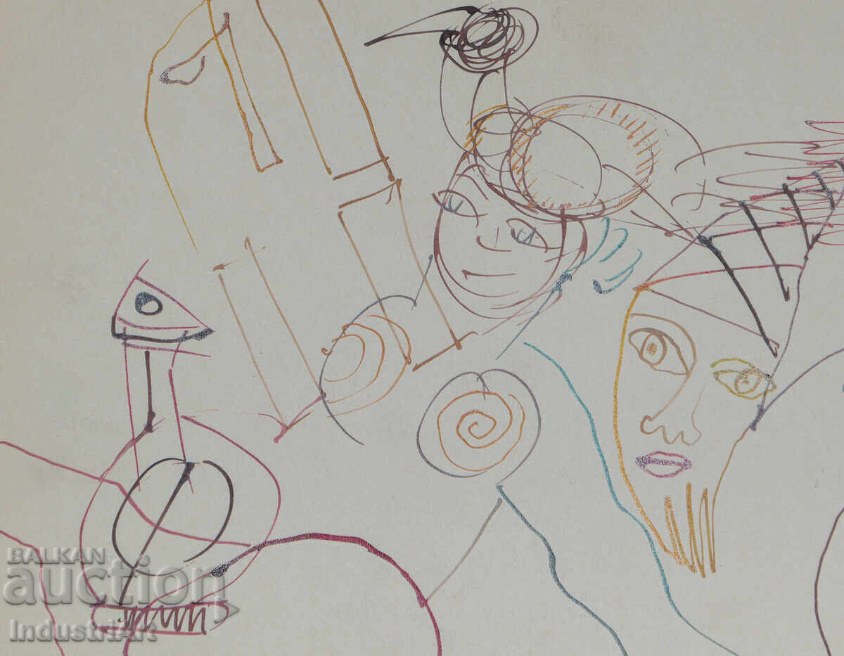 Delivery of 1993 Abstract Art Ink Figures