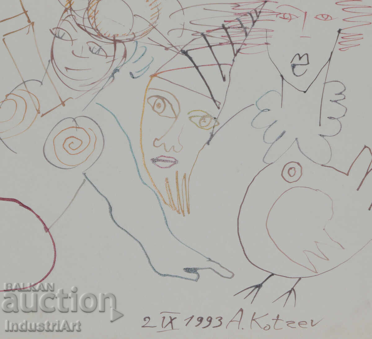 1993 Abstract Art Ink Figures - 6