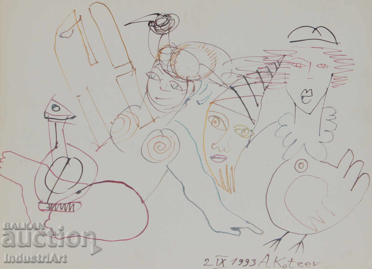 1993 Abstract Art Ink Figures