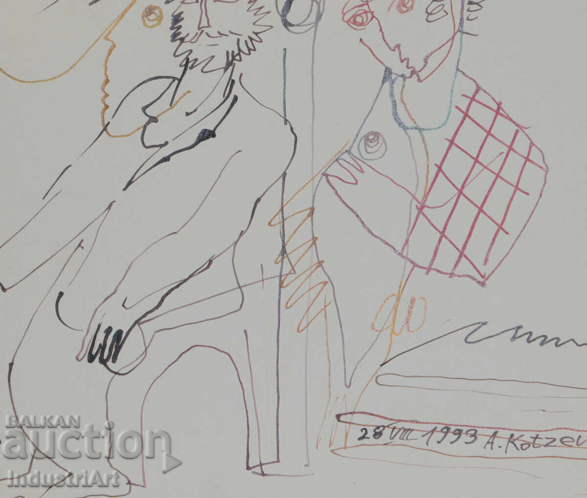 1993g. Αφηρημένη τέχνη σχέδιο με μελάνι φιγούρες - 5