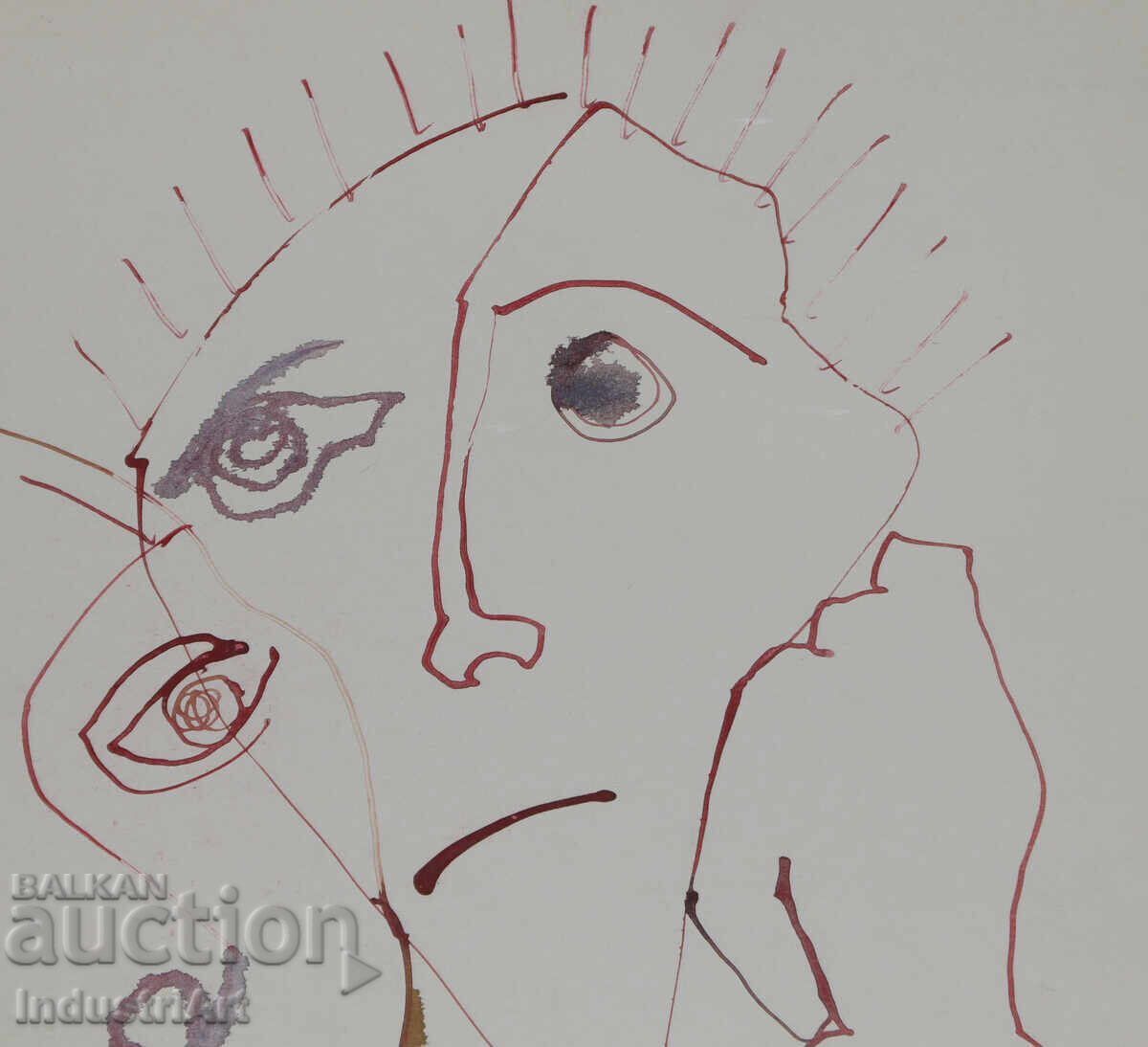 Delivery of 1994 Modern Art Ink Abstract Portrait