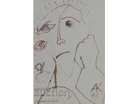 1994g. Artă modernă tuș portret abstract