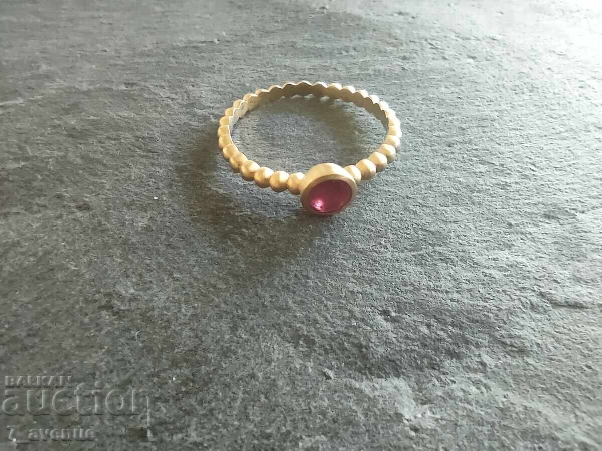 Auction  Silver ring with Ruby, gold plating, hallmark 24.10.25