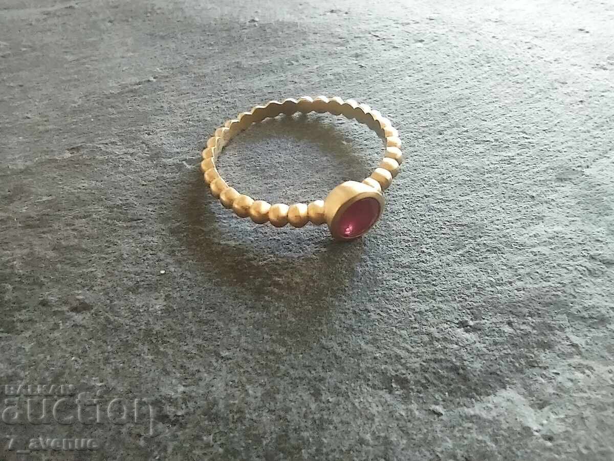 Silver ring with Ruby, gold plating, hallmark 24.10.25 - 5