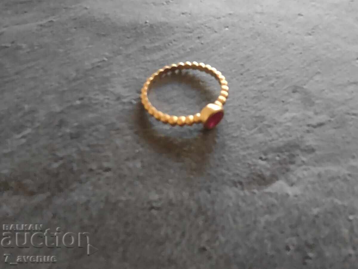 Silver ring with Ruby, gold plating, hallmark 24.10.25 - 7