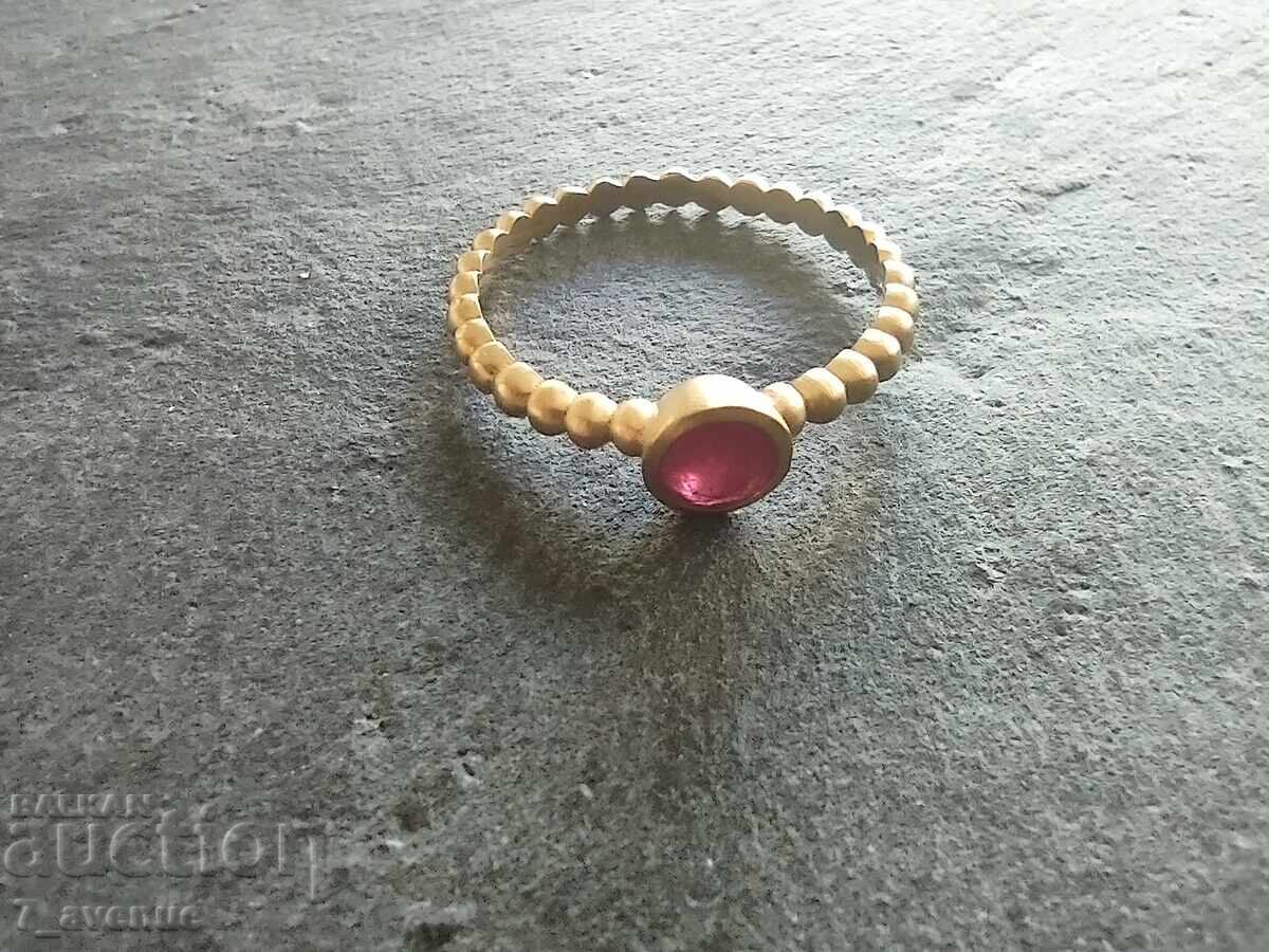 Silver ring with Ruby, gold plating, hallmark 24.10.25