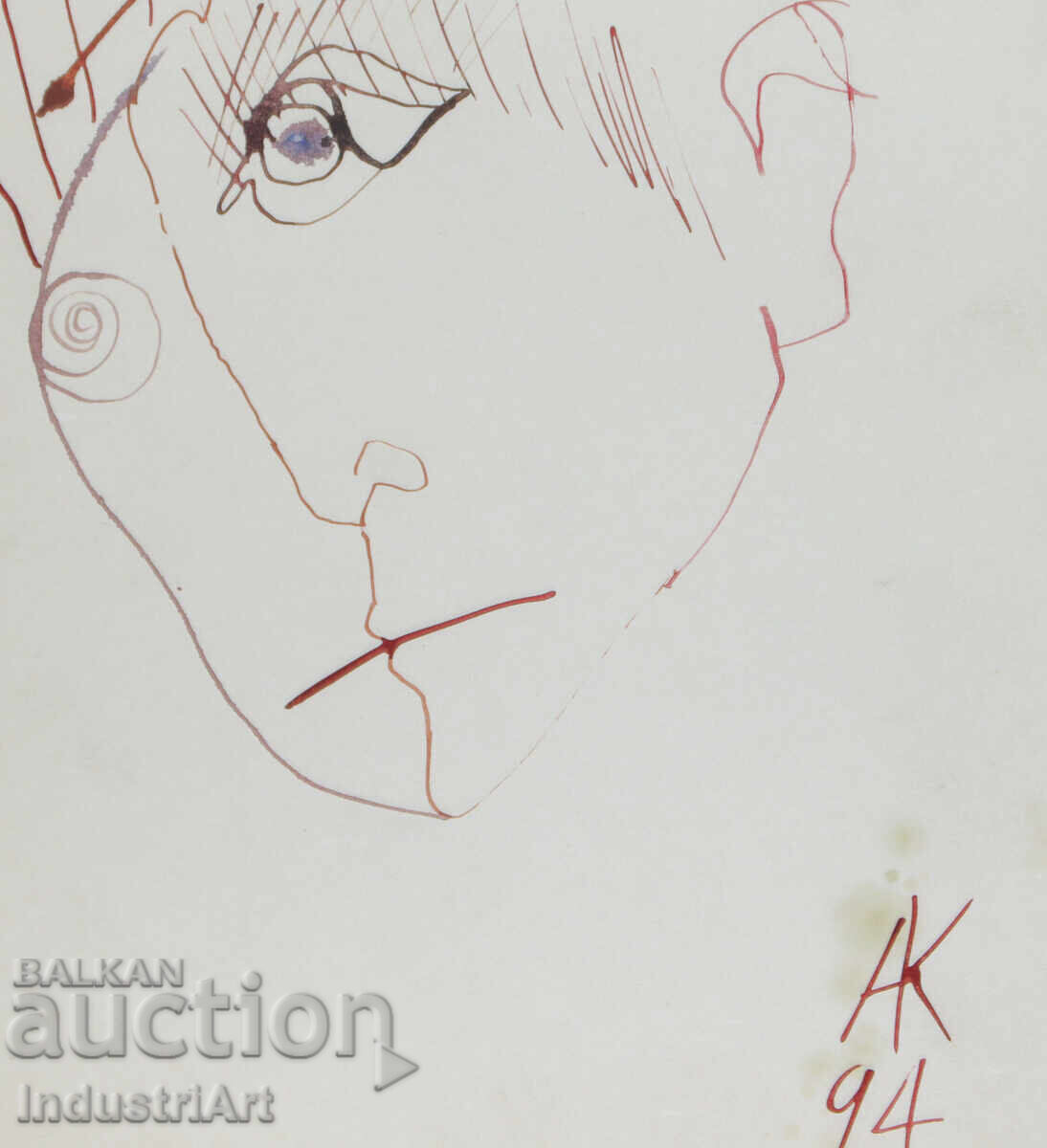 1994 Modern Art Ink Abstract Portrait - 5