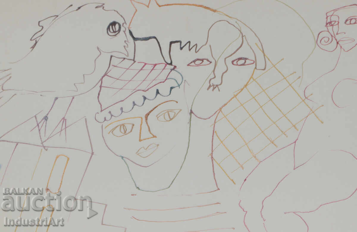 Παράδοση 1993. Αφηρημένη τέχνη σχέδιο με μελάνι σύνθεση