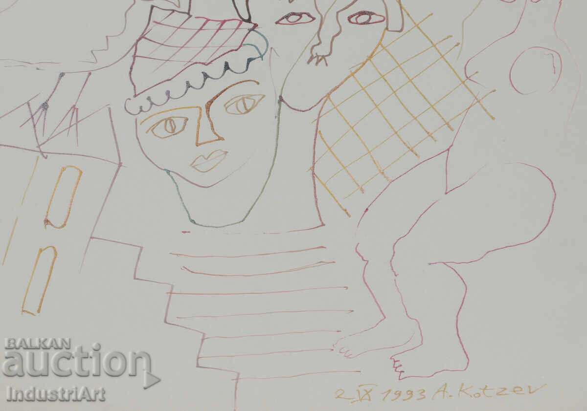 1993. Αφηρημένη τέχνη σχέδιο με μελάνι σύνθεση - 5