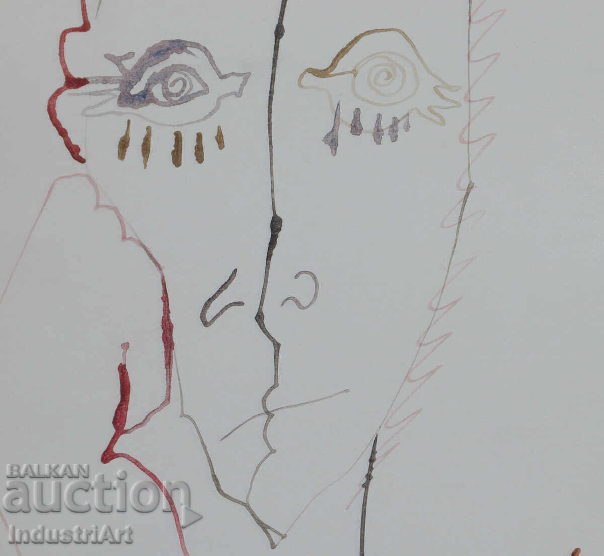 Delivery of 1994 Modern Art Ink Abstract Portrait