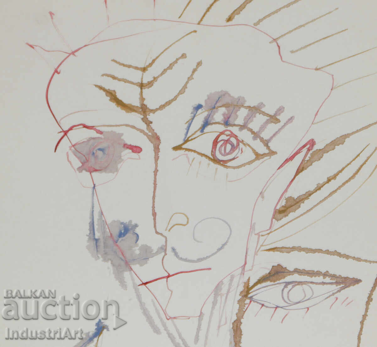 Delivery of 1994 Modern Art Ink Abstract Portrait