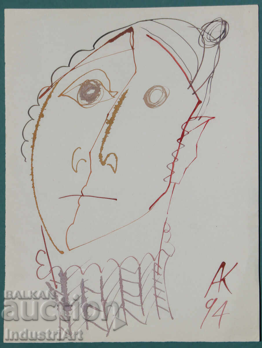 1994 Modern Art Ink Abstract Portrait with price 100.00 BGN | € 51.13