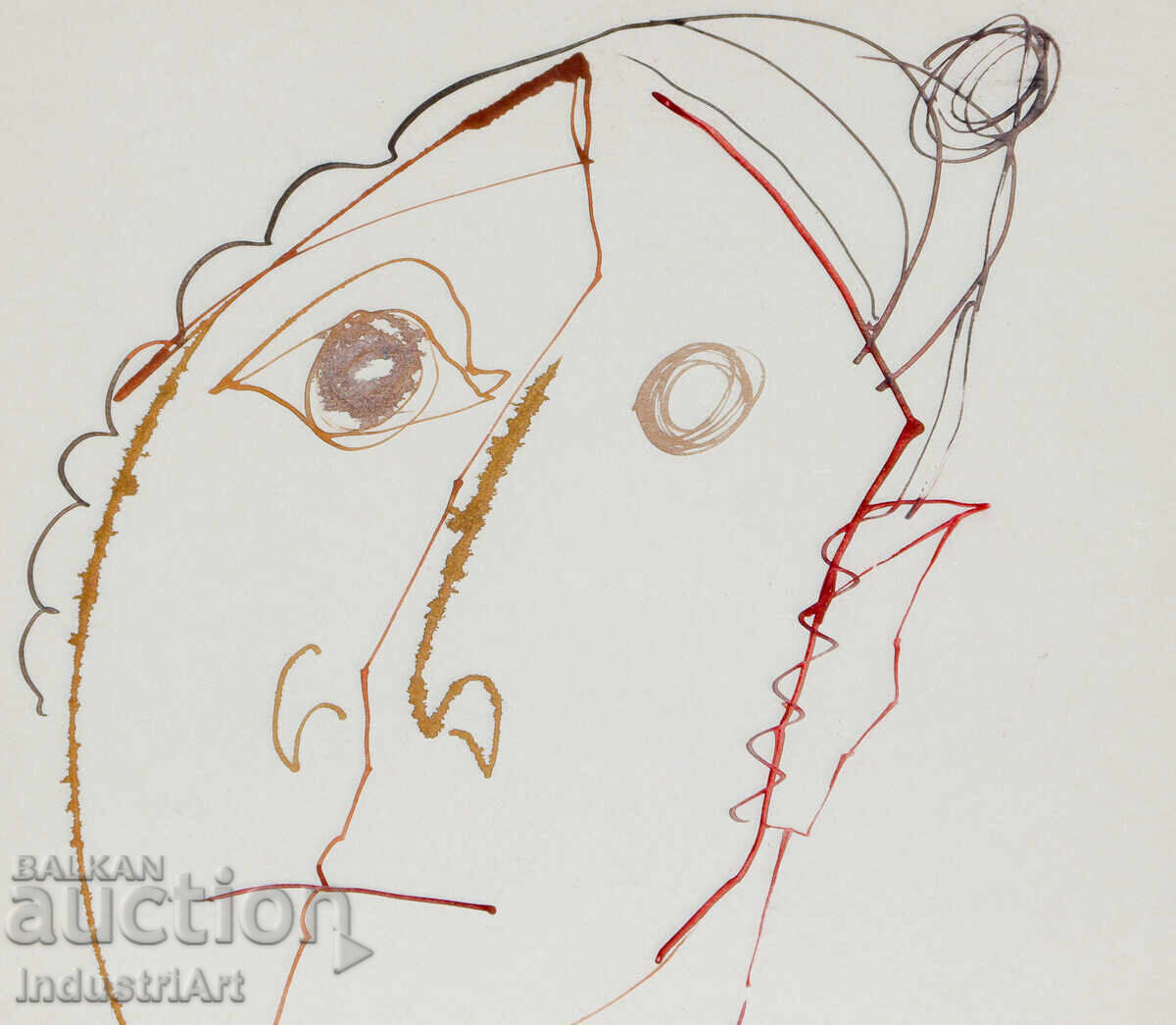 Delivery of 1994 Modern Art Ink Abstract Portrait