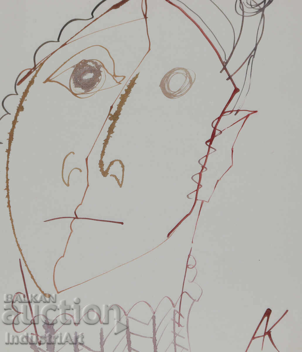 1994 Modern Art Ink Abstract Portrait - 5