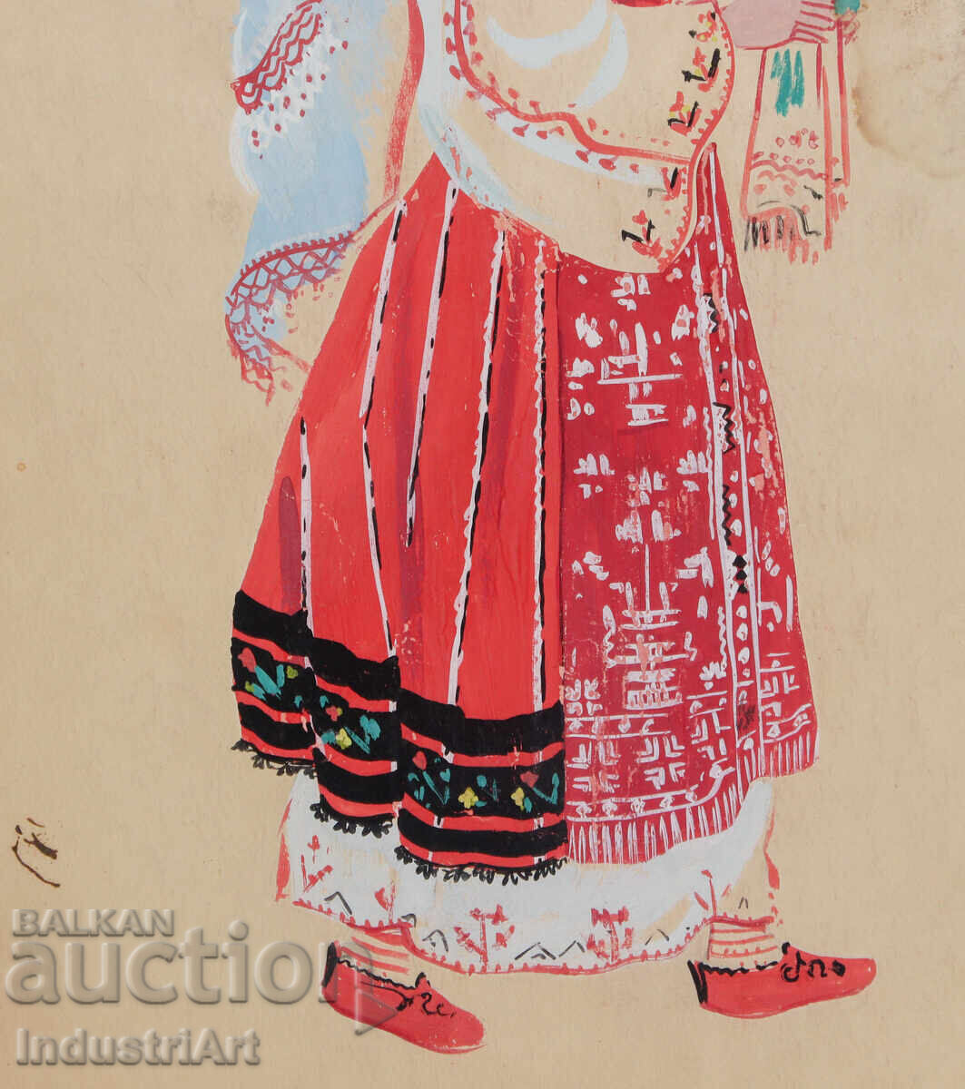 Πίνακας με τέμπερα, κορίτσι με παραδοσιακή φορεσιά - 6