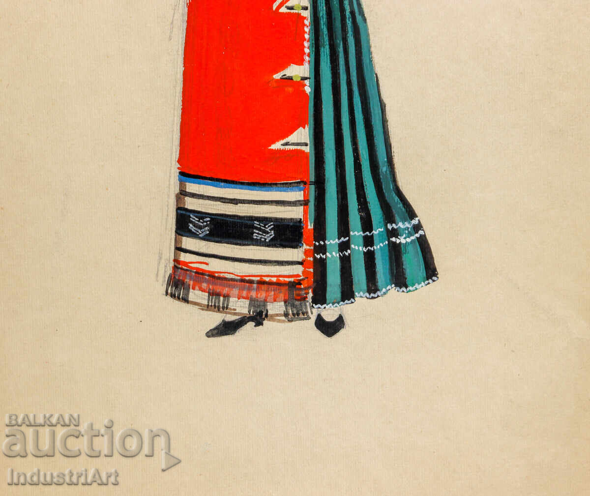 Old painting, tempera paints, girl in traditional costume - 6