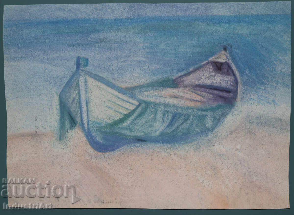 Картина акварел морски пейзаж лодки с цена 170.00 лв. | € 86.92