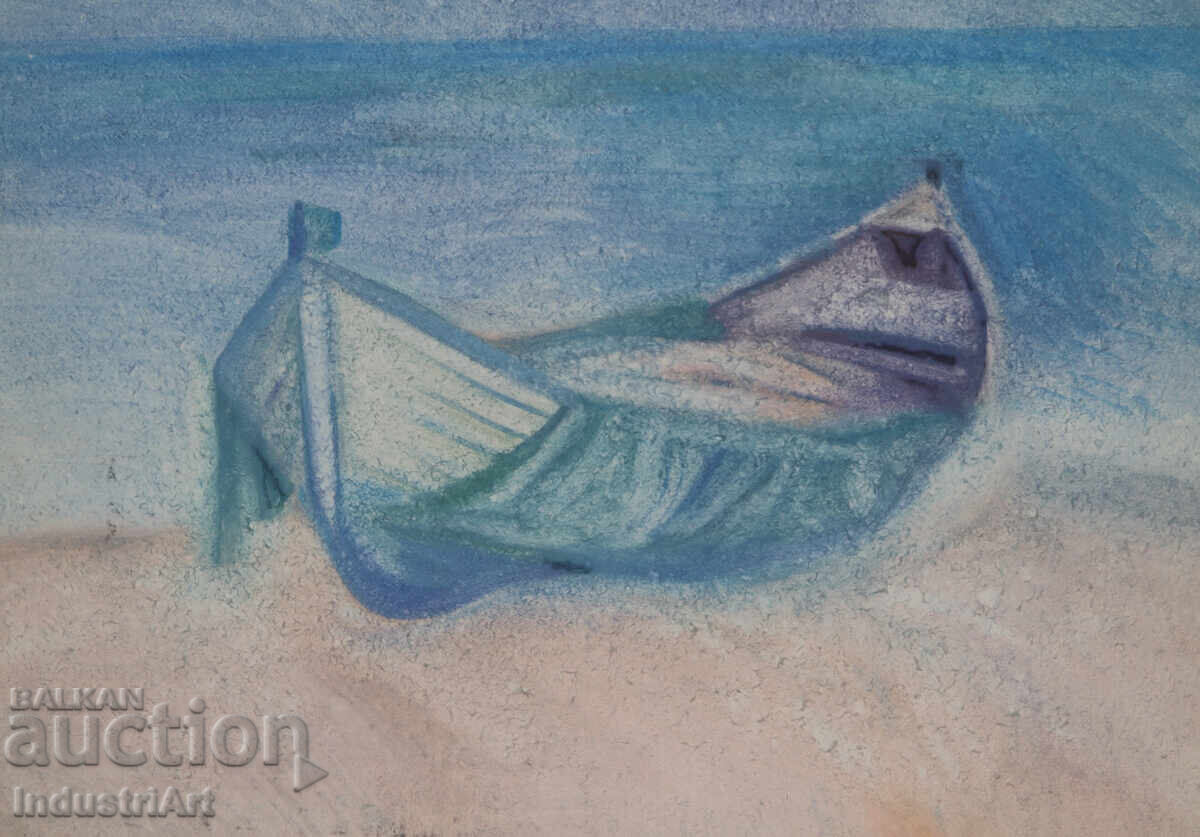 Аукцион Картина акварел морски пейзаж лодки