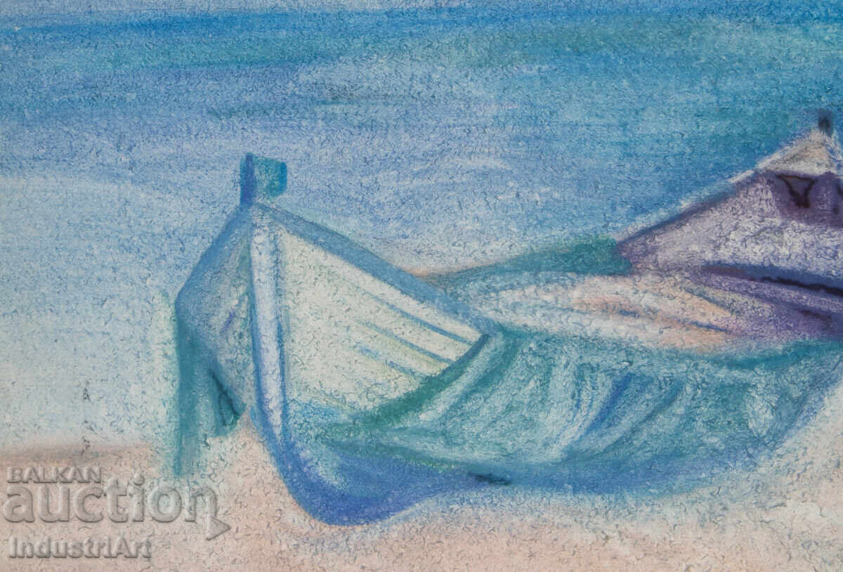 Доставка на Картина акварел морски пейзаж лодки