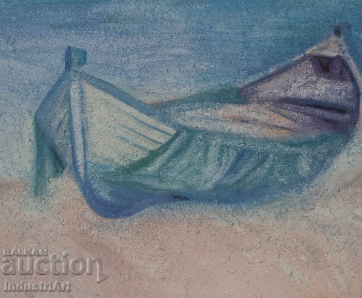 Картина акварел морски пейзаж лодки - 5