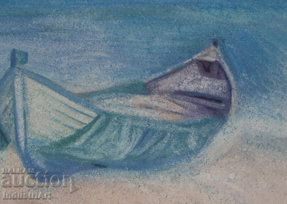 Картина акварел морски пейзаж лодки - 6