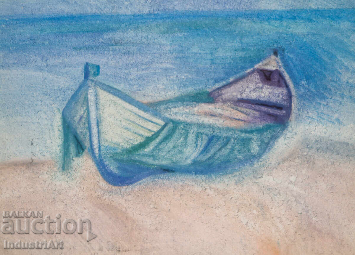 Картина акварел морски пейзаж лодки