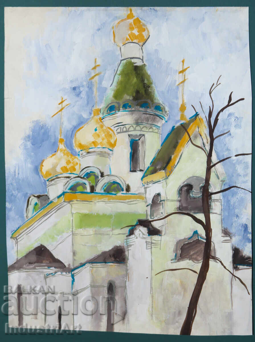 Πίνακας με τέμπερα, τοπίο, εκκλησία με τιμή 150.00 BGN | € 76.69