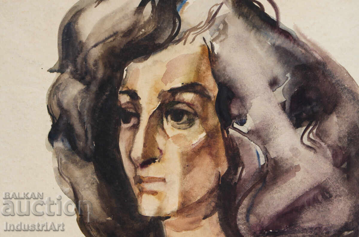 Livrarea Pictură veche acuarelă portret feminin Livrarea Pictură veche acuarelă portret feminin