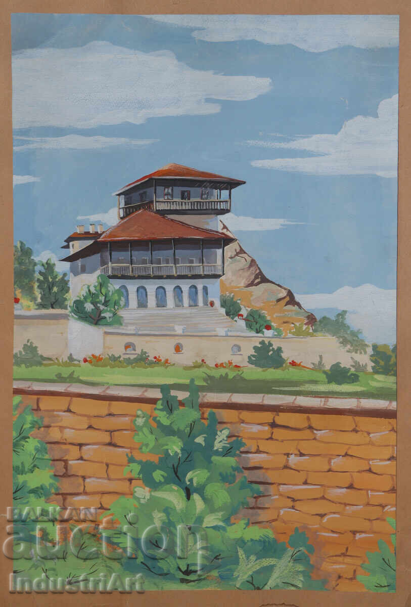 Δημοπρασία Παλιός πίνακας με τέμπερα, τοπίο