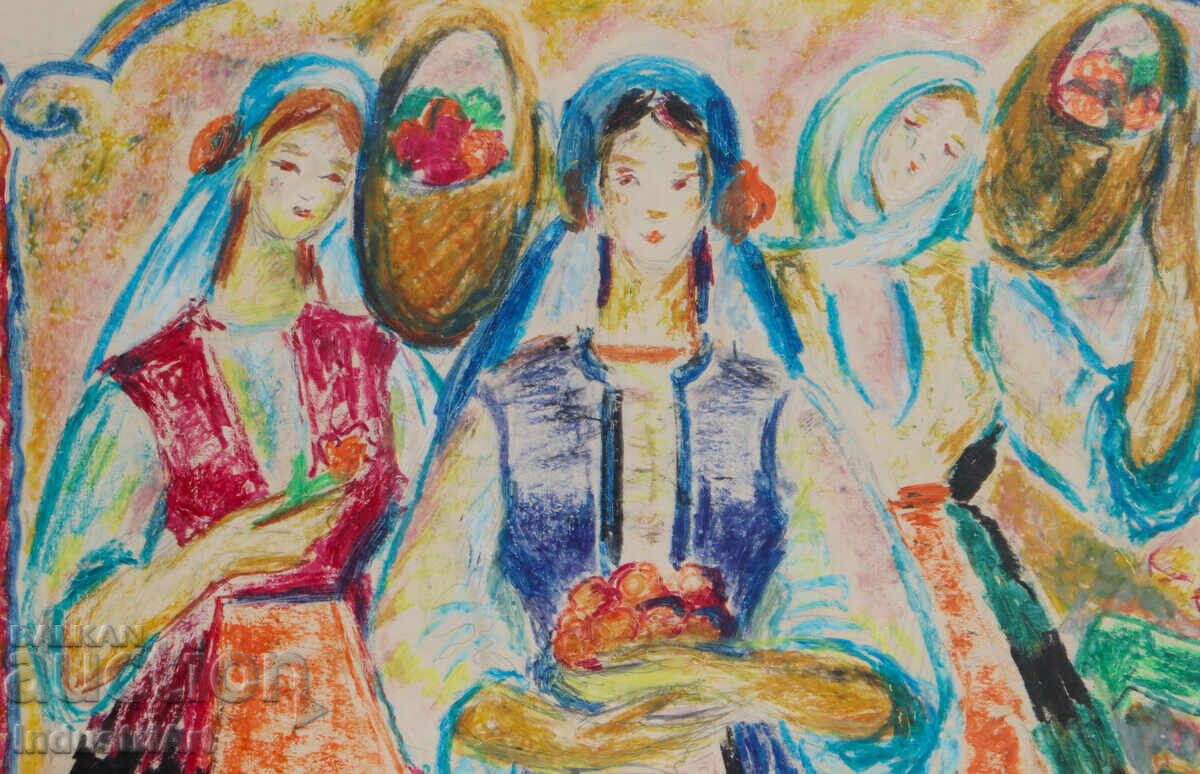 Delivery of Pastel Painting Portrait of a Woman in Traditional Costume