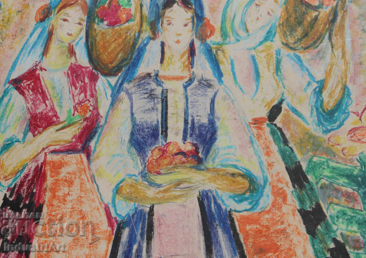 Pastel Painting Portrait of a Woman in Traditional Costume - 5